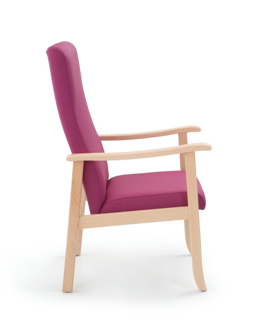 silla respaldo medio rosa con madera cerezo perfil
