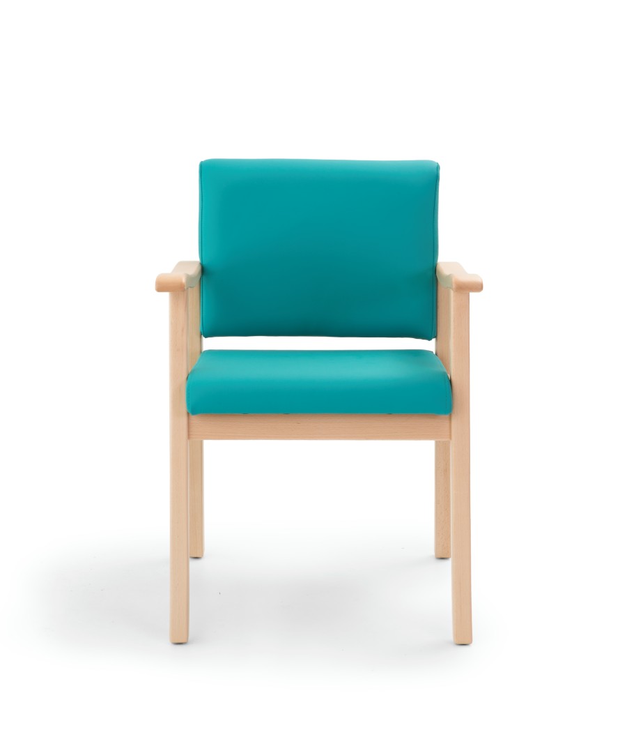 silla respaldo bajo verde azulado frente