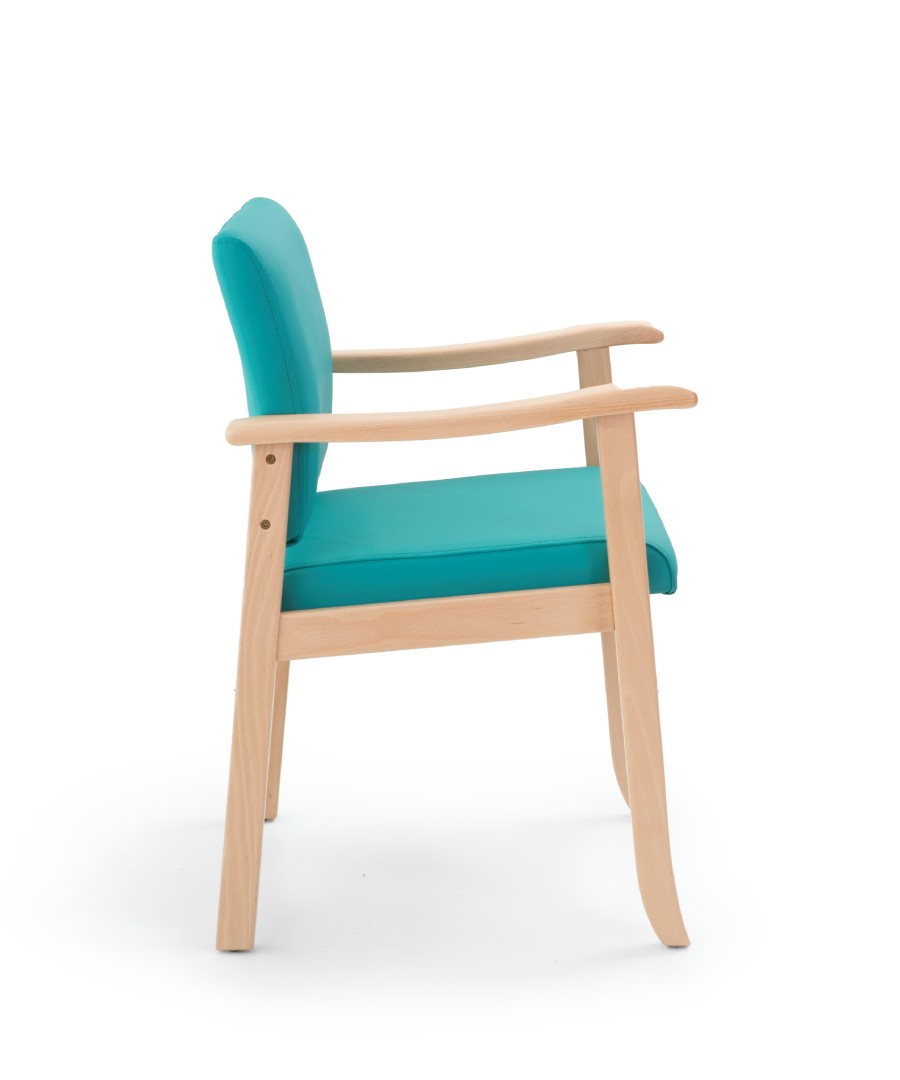 silla respaldo bajo verde azulado lado