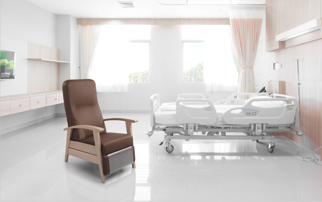 sillones hospital marrón